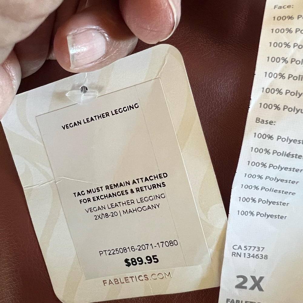 NWT Fabletics 2X Mahogany Vegan Leather Moto Leggings High Rise - Picture 6 of 6